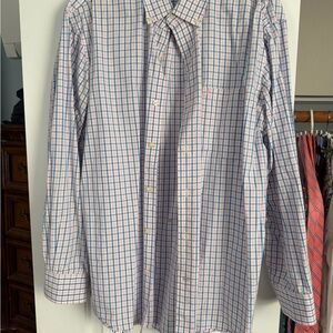 Izod Men's Casual Blue and Pink Plaid Shirt